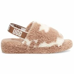 UGG Women's Fluff Yeah Cow Print Slide Slippers